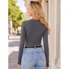 image:imageEkouaer Long Sleeve Shirts for Women Crew Neck Undershirt with Thumb Holes  Lightweight Soft Fabric Thermal Underscrub Casual Fitted Basic Underwear Fall Winter Workout Base Layer Athletic ClothDark Grey