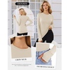 image:imageEkouaer Long Sleeve Shirts for Women Crew Neck Undershirt with Thumb Holes  Lightweight Soft Fabric Thermal Underscrub Casual Fitted Basic Underwear Fall Winter Workout Base Layer Athletic ClothBeige