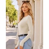 image:imageEkouaer Long Sleeve Shirts for Women Crew Neck Undershirt with Thumb Holes  Lightweight Soft Fabric Thermal Underscrub Casual Fitted Basic Underwear Fall Winter Workout Base Layer Athletic ClothBeige