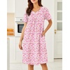 image:imageEkouaer Moo Moos for Women Cotton House Dress With Pockets Soft Nightgowns  Cotton Short Sleeve Mumu Dresses Embroidered Lounge Dress Floral Sleepwear V Neck Loungewear Mothers Gifts Daily HomePink Floral