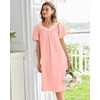 image:imageEkouaer Moo Moos for Women Cotton House Dress With Pockets Soft Nightgowns  Cotton Short Sleeve Mumu Dresses Embroidered Lounge Dress Floral Sleepwear V Neck Loungewear Mothers Gifts Daily HomeLight Pink
