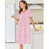 image:imageEkouaer Moo Moos for Women Cotton House Dress With Pockets Soft Nightgowns  Cotton Short Sleeve Mumu Dresses Embroidered Lounge Dress Floral Sleepwear V Neck Loungewear Mothers Gifts Daily HomePink Floral