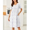 image:imageEkouaer Moo Moos for Women Cotton House Dress With Pockets Soft Nightgowns  Cotton Short Sleeve Mumu Dresses Embroidered Lounge Dress Floral Sleepwear V Neck Loungewear Mothers Gifts Daily HomePurple Floral