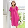 image:imageEkouaer Moo Moos for Women Cotton House Dress With Pockets Soft Nightgowns  Cotton Short Sleeve Mumu Dresses Embroidered Lounge Dress Floral Sleepwear V Neck Loungewear Mothers Gifts Daily HomeRose Red