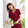 image:imageEkouaer Moo Moos for Women Cotton House Dress With Pockets Soft Nightgowns  Cotton Short Sleeve Mumu Dresses Embroidered Lounge Dress Floral Sleepwear V Neck Loungewear Mothers Gifts Daily HomeWine Red