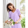 image:imageEkouaer Moo Moos for Women Cotton House Dress With Pockets Soft Nightgowns  Cotton Short Sleeve Mumu Dresses Embroidered Lounge Dress Floral Sleepwear V Neck Loungewear Mothers Gifts Daily HomeLight Purple