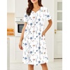 image:imageEkouaer Moo Moos for Women Cotton House Dress With Pockets Soft Nightgowns  Cotton Short Sleeve Mumu Dresses Embroidered Lounge Dress Floral Sleepwear V Neck Loungewear Mothers Gifts Daily HomeWhite Flowers