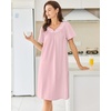 image:imageEkouaer Moo Moos for Women Cotton House Dress With Pockets Soft Nightgowns  Cotton Short Sleeve Mumu Dresses Embroidered Lounge Dress Floral Sleepwear V Neck Loungewear Mothers Gifts Daily HomeDeep Pink