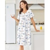 image:imageEkouaer Moo Moos for Women Cotton House Dress With Pockets Soft Nightgowns  Cotton Short Sleeve Mumu Dresses Embroidered Lounge Dress Floral Sleepwear V Neck Loungewear Mothers Gifts Daily HomeWhite Flowers