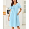 image:imageEkouaer Moo Moos for Women Cotton House Dress With Pockets Soft Nightgowns  Cotton Short Sleeve Mumu Dresses Embroidered Lounge Dress Floral Sleepwear V Neck Loungewear Mothers Gifts Daily HomeLight Blue