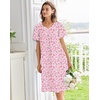 image:imageEkouaer Moo Moos for Women Cotton House Dress With Pockets Soft Nightgowns  Cotton Short Sleeve Mumu Dresses Embroidered Lounge Dress Floral Sleepwear V Neck Loungewear Mothers Gifts Daily HomePink Floral