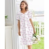 image:imageEkouaer Moo Moos for Women Cotton House Dress With Pockets Soft Nightgowns  Cotton Short Sleeve Mumu Dresses Embroidered Lounge Dress Floral Sleepwear V Neck Loungewear Mothers Gifts Daily HomeWhite Floral