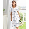 image:imageEkouaer Moo Moos for Women Cotton House Dress With Pockets Soft Nightgowns  Cotton Short Sleeve Mumu Dresses Embroidered Lounge Dress Floral Sleepwear V Neck Loungewear Mothers Gifts Daily HomeWhite Flowers