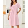 image:imageEkouaer Moo Moos for Women Cotton House Dress With Pockets Soft Nightgowns  Cotton Short Sleeve Mumu Dresses Embroidered Lounge Dress Floral Sleepwear V Neck Loungewear Mothers Gifts Daily HomeDeep Pink