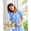 image:imageEkouaer Moo Moos for Women Cotton House Dress With Pockets Soft Nightgowns  Cotton Short Sleeve Mumu Dresses Embroidered Lounge Dress Floral Sleepwear V Neck Loungewear Mothers Gifts Daily HomeBlue Pigeon