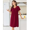 image:imageEkouaer Moo Moos for Women Cotton House Dress With Pockets Soft Nightgowns  Cotton Short Sleeve Mumu Dresses Embroidered Lounge Dress Floral Sleepwear V Neck Loungewear Mothers Gifts Daily HomeWine Red