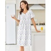image:imageEkouaer Moo Moos for Women Cotton House Dress With Pockets Soft Nightgowns  Cotton Short Sleeve Mumu Dresses Embroidered Lounge Dress Floral Sleepwear V Neck Loungewear Mothers Gifts Daily HomePurple Floral