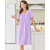 image:imageEkouaer Moo Moos for Women Cotton House Dress With Pockets Soft Nightgowns  Cotton Short Sleeve Mumu Dresses Embroidered Lounge Dress Floral Sleepwear V Neck Loungewear Mothers Gifts Daily HomeLight Purple