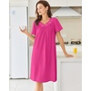 image:imageEkouaer Moo Moos for Women Cotton House Dress With Pockets Soft Nightgowns  Cotton Short Sleeve Mumu Dresses Embroidered Lounge Dress Floral Sleepwear V Neck Loungewear Mothers Gifts Daily HomeRose Red