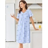 image:imageEkouaer Moo Moos for Women Cotton House Dress With Pockets Soft Nightgowns  Cotton Short Sleeve Mumu Dresses Embroidered Lounge Dress Floral Sleepwear V Neck Loungewear Mothers Gifts Daily HomeBlue Floral