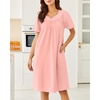image:imageEkouaer Moo Moos for Women Cotton House Dress With Pockets Soft Nightgowns  Cotton Short Sleeve Mumu Dresses Embroidered Lounge Dress Floral Sleepwear V Neck Loungewear Mothers Gifts Daily HomeLight Pink