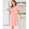 image:imageEkouaer Moo Moos for Women Cotton House Dress With Pockets Soft Nightgowns  Cotton Short Sleeve Mumu Dresses Embroidered Lounge Dress Floral Sleepwear V Neck Loungewear Mothers Gifts Daily HomeLight Pink