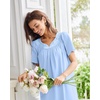 image:imageEkouaer Moo Moos for Women Cotton House Dress With Pockets Soft Nightgowns  Cotton Short Sleeve Mumu Dresses Embroidered Lounge Dress Floral Sleepwear V Neck Loungewear Mothers Gifts Daily HomeBlue