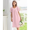 image:imageEkouaer Moo Moos for Women Cotton House Dress With Pockets Soft Nightgowns  Cotton Short Sleeve Mumu Dresses Embroidered Lounge Dress Floral Sleepwear V Neck Loungewear Mothers Gifts Daily HomeDeep Pink