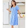 image:imageEkouaer Moo Moos for Women Cotton House Dress With Pockets Soft Nightgowns  Cotton Short Sleeve Mumu Dresses Embroidered Lounge Dress Floral Sleepwear V Neck Loungewear Mothers Gifts Daily HomeBlue Pigeon