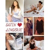 image:imageEkouaer Nightgowns Sexy Lingerie Satin Babydoll Sleepwear Lace Chemise  Silk Fabric Adjustable Straps Side Slit Sleeveless Nightie for Night Bedroom Sleep Bridal Honeymoon Wedding PartyA Black