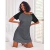 image:imageEkouaer Nightgowns for Women Cotton Sleep Shirt Short Sleeve Night Shirt  Crew Neck Night Gown Soft Sleepwear Casual T Shirt Pajama Dress Short Lounge Dress Pullover Loungewear for Daily SleepDark Grey