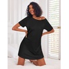 image:imageEkouaer Nightgowns for Women Cotton Sleep Shirt Short Sleeve Night Shirt  Crew Neck Night Gown Soft Sleepwear Casual T Shirt Pajama Dress Short Lounge Dress Pullover Loungewear for Daily SleepBlack