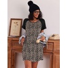 image:imageEkouaer Nightgowns for Women Cotton Sleep Shirt Short Sleeve Night Shirt  Crew Neck Night Gown Soft Sleepwear Casual T Shirt Pajama Dress Short Lounge Dress Pullover Loungewear for Daily SleepLeopard Print