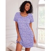 image:imageEkouaer Nightgowns for Women Cotton Sleep Shirt Short Sleeve Night Shirt  Crew Neck Night Gown Soft Sleepwear Casual T Shirt Pajama Dress Short Lounge Dress Pullover Loungewear for Daily SleepPurple Abstract Dots