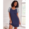 image:imageEkouaer Nightgowns for Women Cotton Sleep Shirt Short Sleeve Night Shirt  Crew Neck Night Gown Soft Sleepwear Casual T Shirt Pajama Dress Short Lounge Dress Pullover Loungewear for Daily SleepNavy Blue