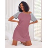 image:imageEkouaer Nightgowns for Women Cotton Sleep Shirt Short Sleeve Night Shirt  Crew Neck Night Gown Soft Sleepwear Casual T Shirt Pajama Dress Short Lounge Dress Pullover Loungewear for Daily SleepPeach Pink