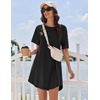 image:imageEkouaer Nightgowns for Women Cotton Sleep Shirt Short Sleeve Night Shirt  Crew Neck Night Gown Soft Sleepwear Casual T Shirt Pajama Dress Short Lounge Dress Pullover Loungewear for Daily SleepBlack