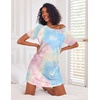 image:imageEkouaer Nightgowns for Women Cotton Sleep Shirt Short Sleeve Night Shirt  Crew Neck Night Gown Soft Sleepwear Casual T Shirt Pajama Dress Short Lounge Dress Pullover Loungewear for Daily SleepPink Tie Dye