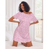 image:imageEkouaer Nightgowns for Women Cotton Sleep Shirt Short Sleeve Night Shirt  Crew Neck Night Gown Soft Sleepwear Casual T Shirt Pajama Dress Short Lounge Dress Pullover Loungewear for Daily SleepPink Floral