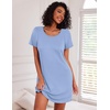 image:imageEkouaer Nightgowns for Women Cotton Sleep Shirt Short Sleeve Night Shirt  Crew Neck Night Gown Soft Sleepwear Casual T Shirt Pajama Dress Short Lounge Dress Pullover Loungewear for Daily SleepLight Blue