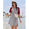 image:imageEkouaer Nightgowns for Women Cotton Sleep Shirt Short Sleeve Night Shirt  Crew Neck Night Gown Soft Sleepwear Casual T Shirt Pajama Dress Short Lounge Dress Pullover Loungewear for Daily SleepLight Grey