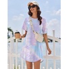 image:imageEkouaer Nightgowns for Women Cotton Sleep Shirt Short Sleeve Night Shirt  Crew Neck Night Gown Soft Sleepwear Casual T Shirt Pajama Dress Short Lounge Dress Pullover Loungewear for Daily SleepPurple Tie Dye