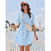 image:imageEkouaer Nightgowns for Women Cotton Sleep Shirt Short Sleeve Night Shirt  Crew Neck Night Gown Soft Sleepwear Casual T Shirt Pajama Dress Short Lounge Dress Pullover Loungewear for Daily SleepBlue Flowers