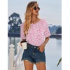 image:imageEkouaer Nightgowns for Women Cotton Sleep Shirt Short Sleeve Night Shirt  Crew Neck Night Gown Soft Sleepwear Casual T Shirt Pajama Dress Short Lounge Dress Pullover Loungewear for Daily SleepPink Floral