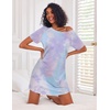 image:imageEkouaer Nightgowns for Women Cotton Sleep Shirt Short Sleeve Night Shirt  Crew Neck Night Gown Soft Sleepwear Casual T Shirt Pajama Dress Short Lounge Dress Pullover Loungewear for Daily SleepPurple Tie Dye