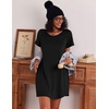image:imageEkouaer Nightgowns for Women Cotton Sleep Shirt Short Sleeve Night Shirt  Crew Neck Night Gown Soft Sleepwear Casual T Shirt Pajama Dress Short Lounge Dress Pullover Loungewear for Daily SleepBlack
