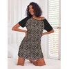 image:imageEkouaer Nightgowns for Women Cotton Sleep Shirt Short Sleeve Night Shirt  Crew Neck Night Gown Soft Sleepwear Casual T Shirt Pajama Dress Short Lounge Dress Pullover Loungewear for Daily SleepLeopard Print