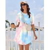 image:imageEkouaer Nightgowns for Women Cotton Sleep Shirt Short Sleeve Night Shirt  Crew Neck Night Gown Soft Sleepwear Casual T Shirt Pajama Dress Short Lounge Dress Pullover Loungewear for Daily SleepPink Tie Dye