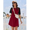 image:imageEkouaer Nightgowns for Women Cotton Sleep Shirt Short Sleeve Night Shirt  Crew Neck Night Gown Soft Sleepwear Casual T Shirt Pajama Dress Short Lounge Dress Pullover Loungewear for Daily SleepWine Red