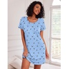 image:imageEkouaer Nightgowns for Women Cotton Sleep Shirt Short Sleeve Night Shirt  Crew Neck Night Gown Soft Sleepwear Casual T Shirt Pajama Dress Short Lounge Dress Pullover Loungewear for Daily SleepBlue Moon